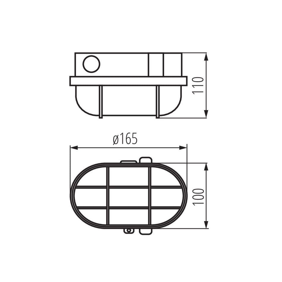 Kellerleuchte mit Kunststoffschutzgitter, IP54 / E27 / 230V