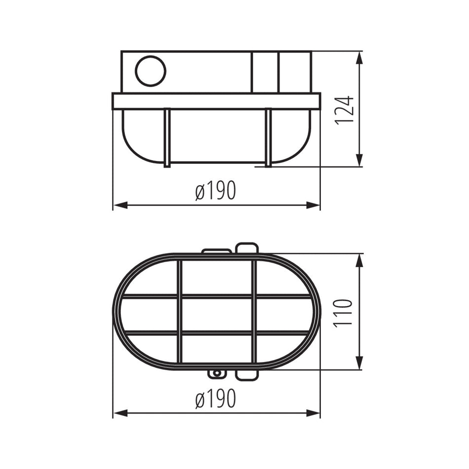 Kellerleuchte mit Metallgitter, IP54  E27 / 230V