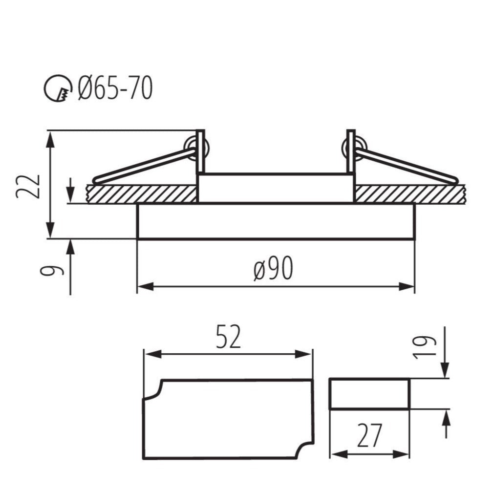 Einbaustrahler mit Randbeleuchtung Blau Warmweiß Kaltweiß  CRISTAL aus Glas Ø90mm IP20 3,6W GU10 230V