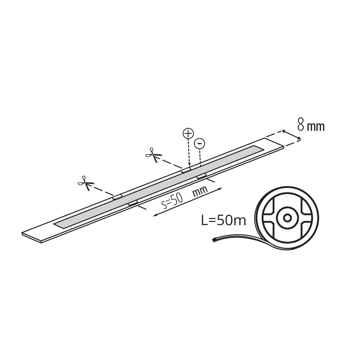 Kanlux LCOB 8W/m 24V COB LED-Streifen 50m IP00 90662