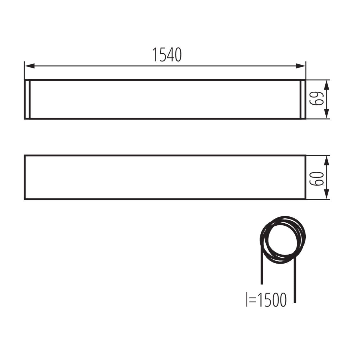 Linéaire lumineux ALIN 1540mm noir/blanc, G13 IP20 230V 