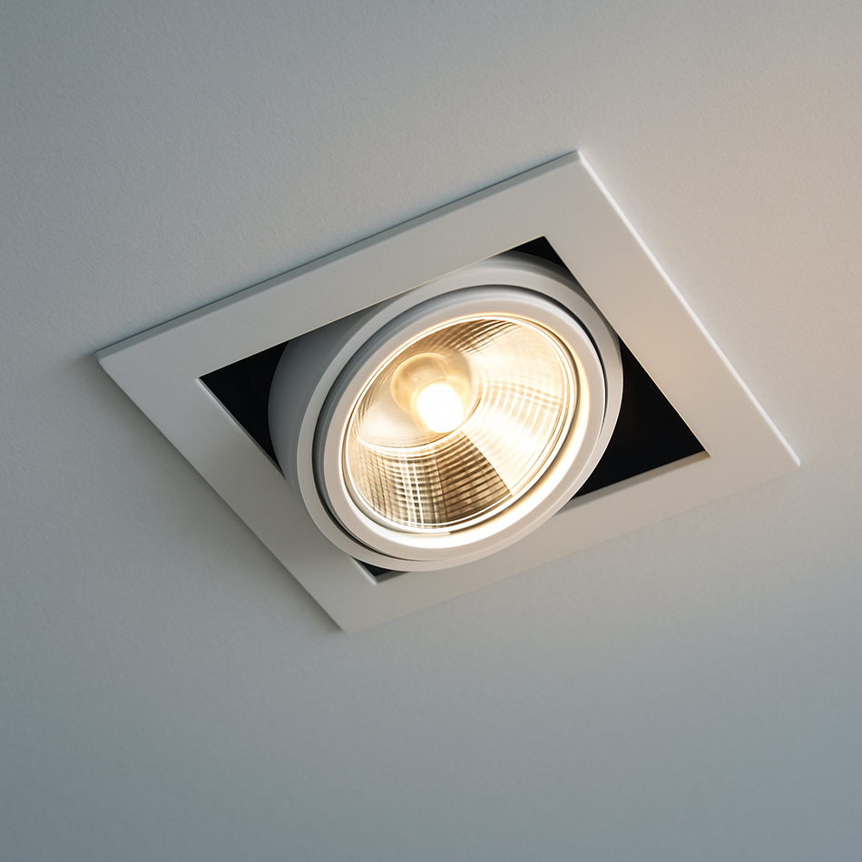 Kardanischer GU10 Einbaustrahler ES111 / AR111– Aluminium, schwenkbar, quadratisch – 1-/2-flammig – weiß / schwarz
