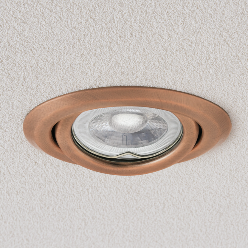 LED Einbaustrahler Kupfer | Schwenkbar oder starr | Ø82–97 mm | IP20 | inkl. GU10 Fassung