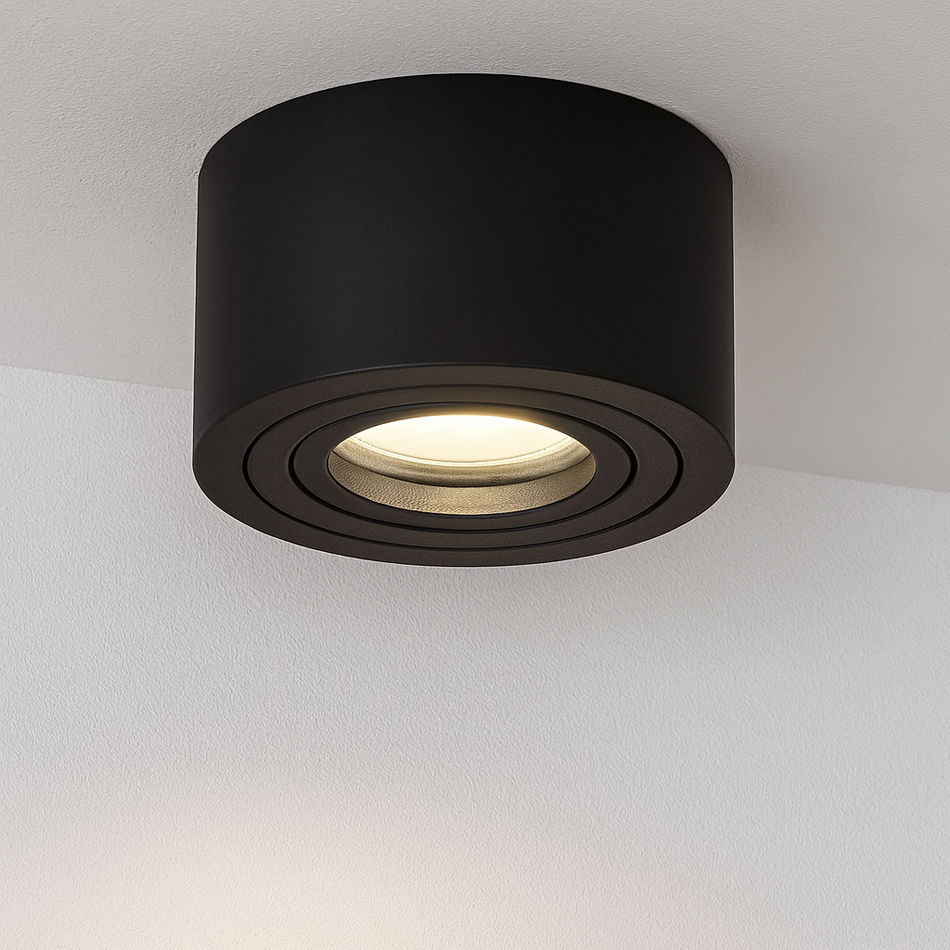 LED Aufbaustrahler Flach Milano Small | Rund Ø90mm | Schwarz| inkl. LED 5W 7W Warmweiss Neutralweiss | Aluminium | 230V