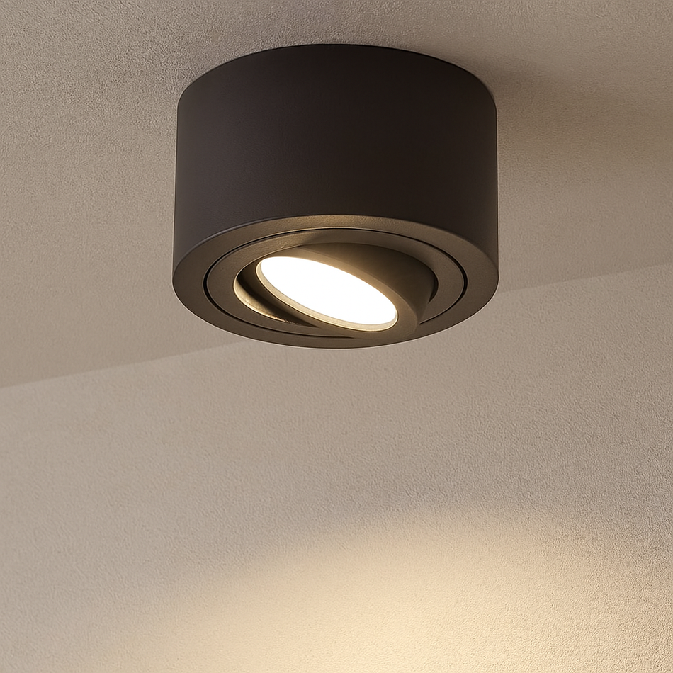 LED Aufbaustrahler Flach Milano Small | Rund Ø90mm | Schwarz| inkl. LED 5W 7W Warmweiss Neutralweiss | Aluminium | 230V