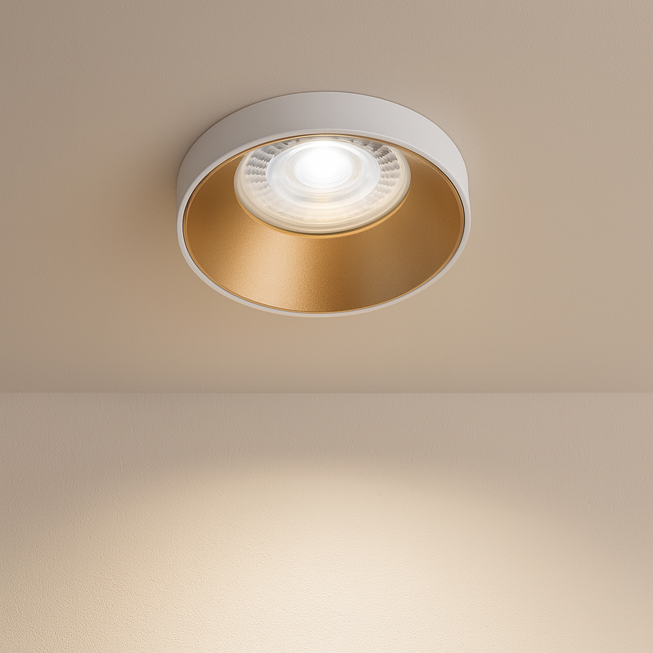 Spot encastré LED avec douille GU10 | Rond | Aluminium | Blanc + Or | 230V
