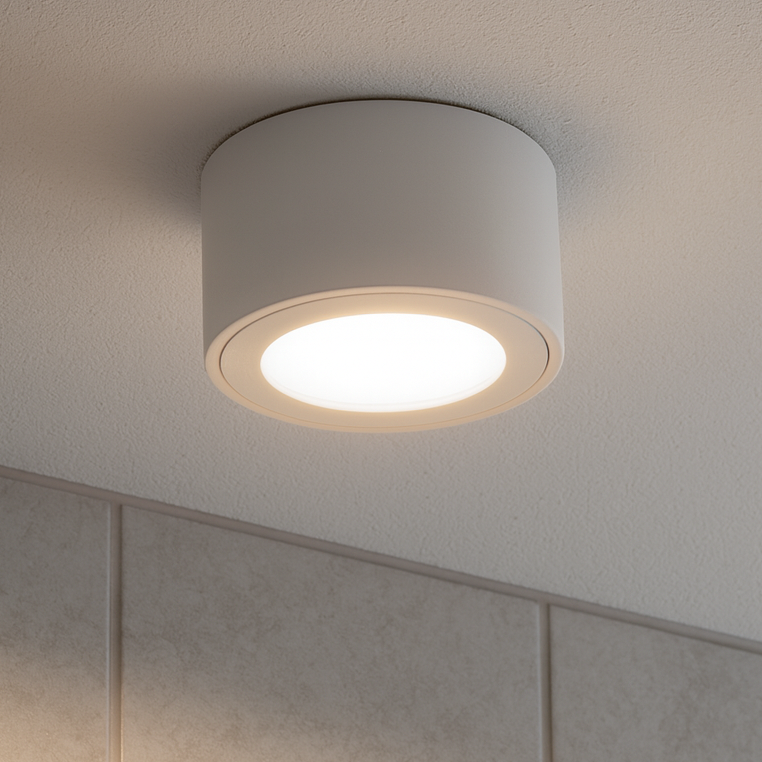LED Aufbaustrahler Flach für Badezimmer | MILANO SMALL | Rund - Weiß-Matt| inkl. LED Modul 5W 7W Warmweiß o. Neutralweiß Extra-flach | IP44 | 230V | Aluminium