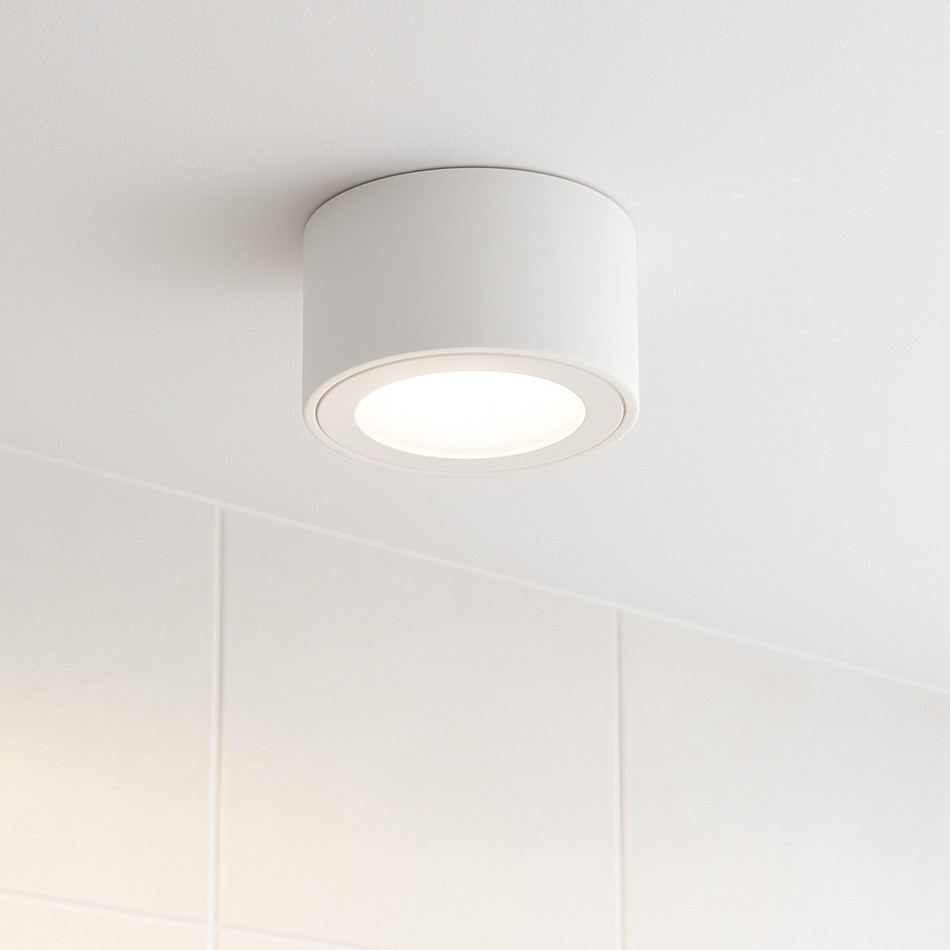 LED Aufbaustrahler Flach für Badezimmer  MILANO SMALL | Rund - Weiß-Matt | inkl. LED Modul 5W Neutralweiß Extra-flach | IP44 | 230V | Aluminium