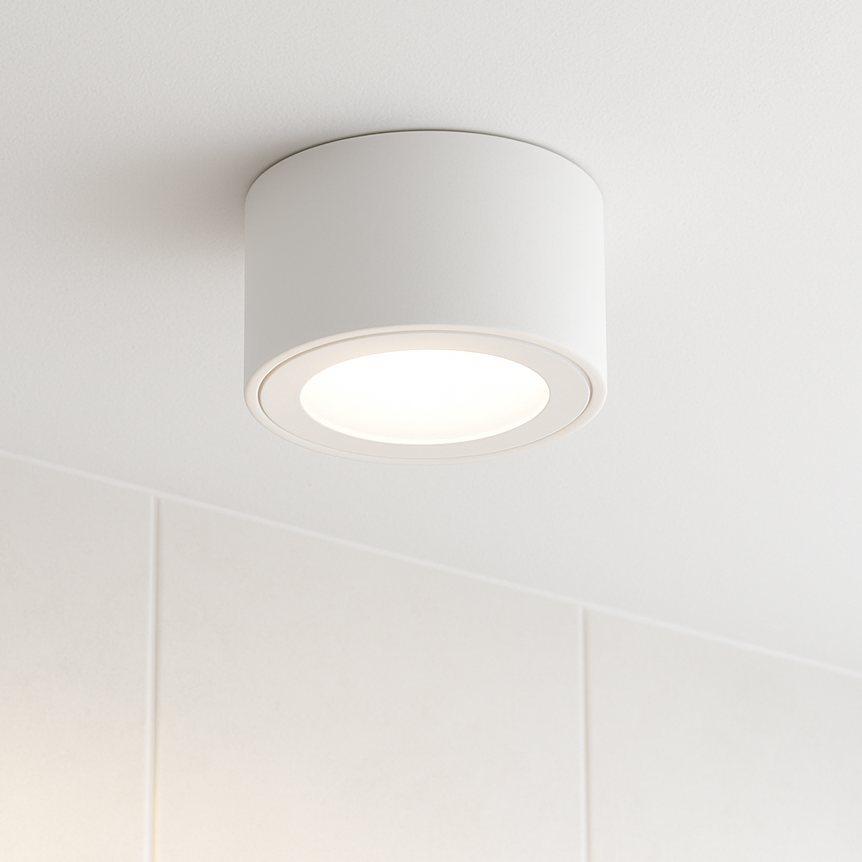 LED Aufbaustrahler Flach für Badezimmer | MILANO SMALL | Rund - Weiß-Matt| inkl. LED Modul 5W 7W Warmweiß o. Neutralweiß Extra-flach | IP44 | 230V | Aluminium