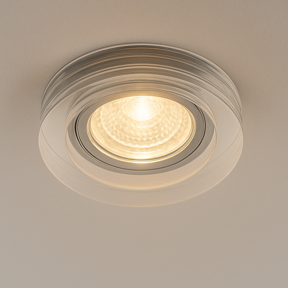Einbaustrahler Cristal aus Glas Rund Ø90mm IP20 inkl. GU10 Fassung 230V 12V | extra-flach | dimmbar