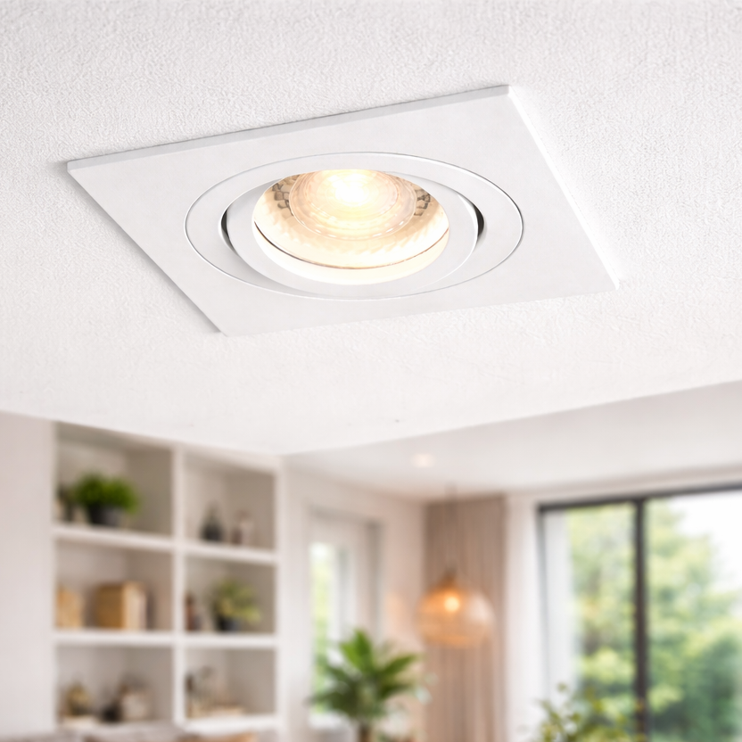Recessed aluminum spotlight square 90mm x 90mm IP20 GU5.3 GU10 12V 230V 