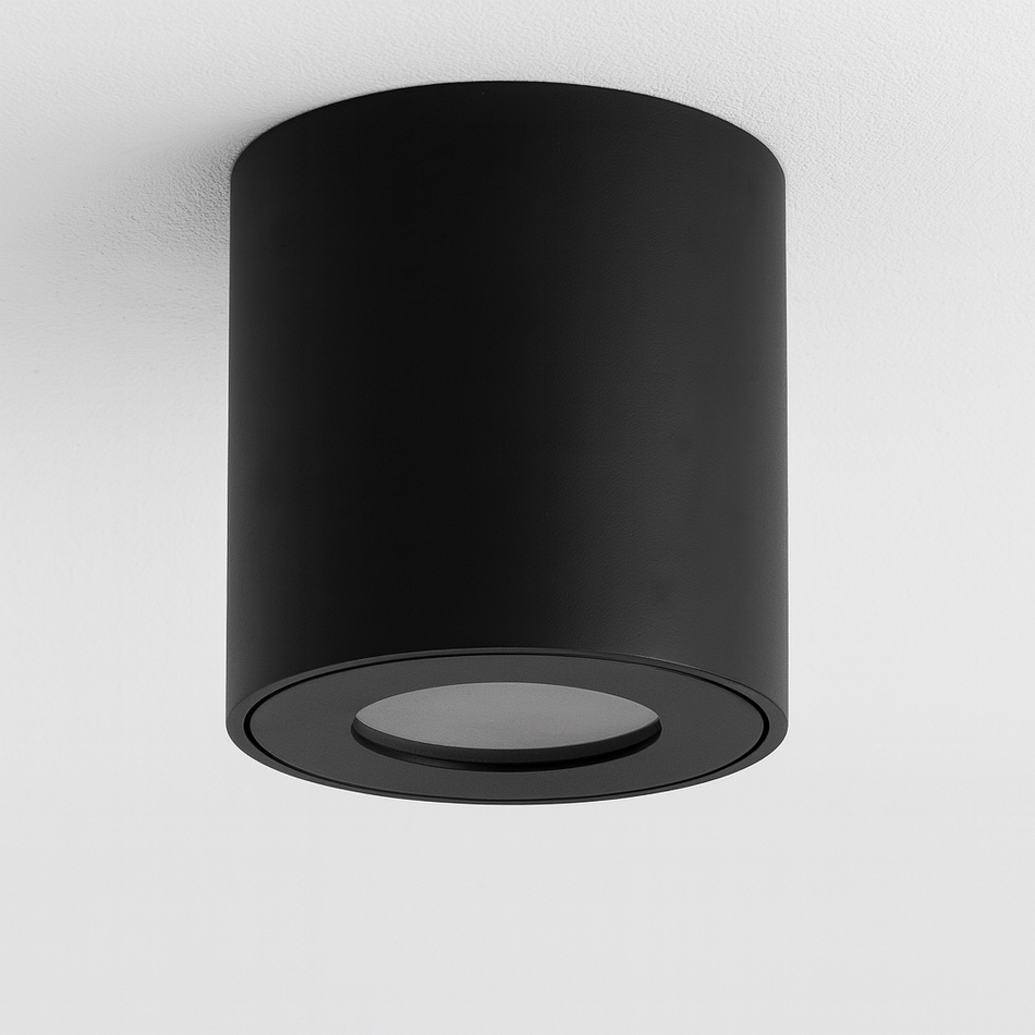 LED Aufbauleuchte für Innen und Außen | Badezimmer | Milano IP44 | Rund | Schwarz Matt | GU10 | 230V | Dimmbar