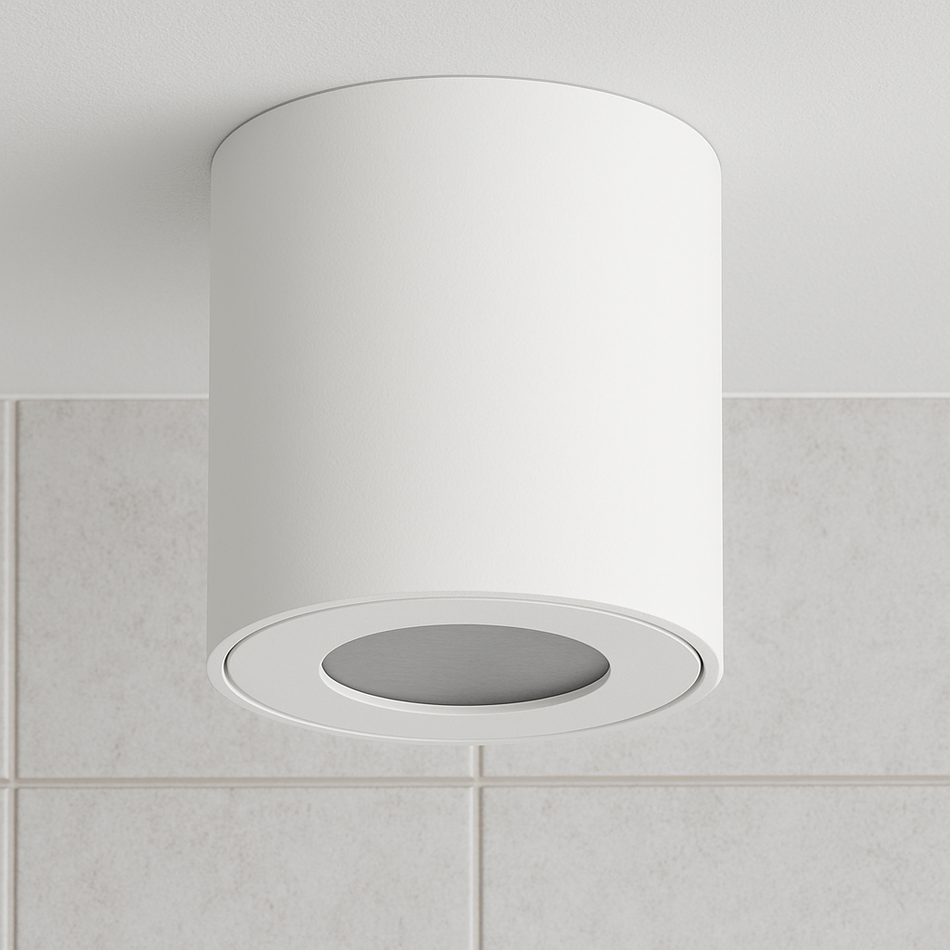 LED Aufbauleuchte für Innen und Außen | Badezimmer | Milano IP44 | Rund | Weiß Matt | GU10 | 230V | Dimmbar