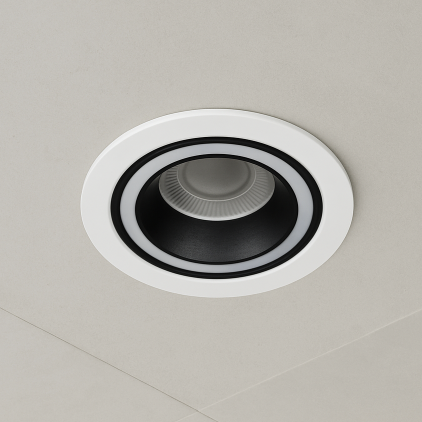 Spot encastrable en aluminium blanc + noir rond avec anneau lumineux GU10 230V