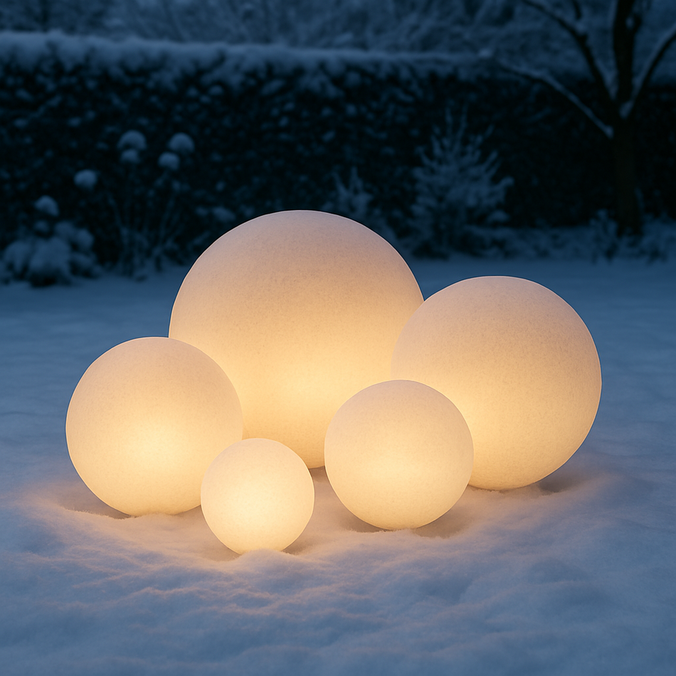 Kugelleuchte mit Erdspieß Ø20cm-58.5cm Naturstein-Optik | max. 15W IP65 E27 230V | Gartenbeleuchtung