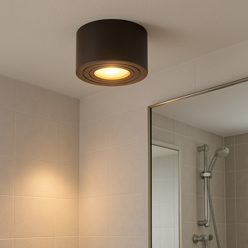 LED Aufbaustrahler Flach für Badezimmer o. Außenbereich MILANO SMALL | 3000k 4000k | Rund | Schwarz-Matt | Extra-flach |5W / 7W Dimmbar Warmweiß o. Neutralweiß Modul | IP44 | 230V | Aluminium