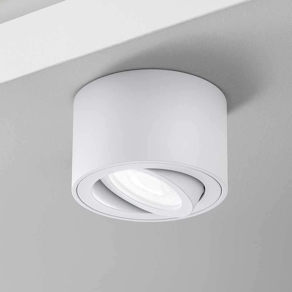 LED Aufbaustrahler Flach Milano Small | Rund Ø80mm | Weiß | inkl. LED 5W 7W Warmweiss Neutralweiss | Aluminium | 230V