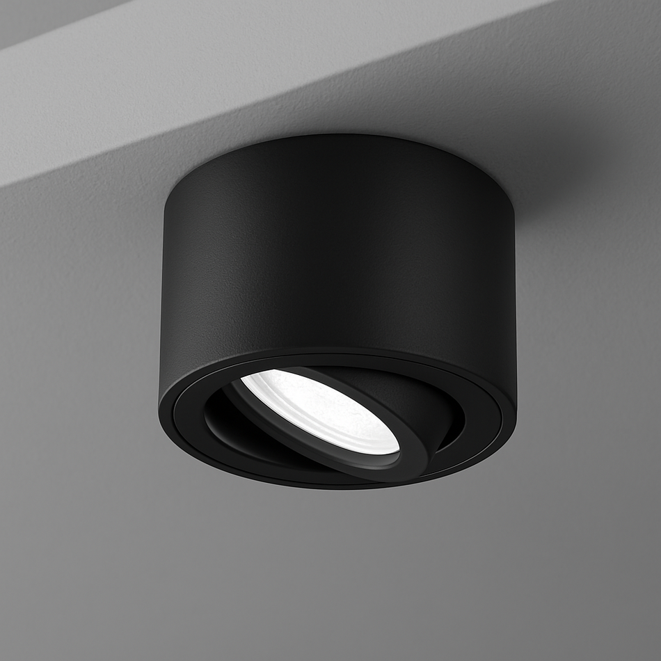 LED Aufbaustrahler Flach Milano Small | Rund Ø80mm | Schwarz | inkl. LED 3W 5W 7W Warmweiss o. Neutralweiss | Aluminium |230V