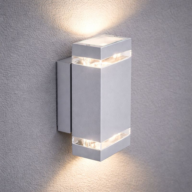 Applique d'extérieur LED up &amp; down en aluminium/verre trempé IP44 230V GU10