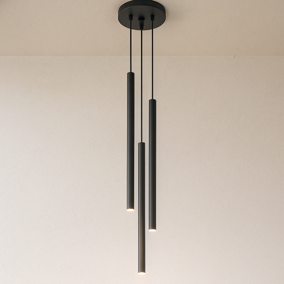 Pendelleuchte 3-flammig aus Stahl -3P Rund Schwarz 20cm x 20cm x 100cm IP20 G9 230V