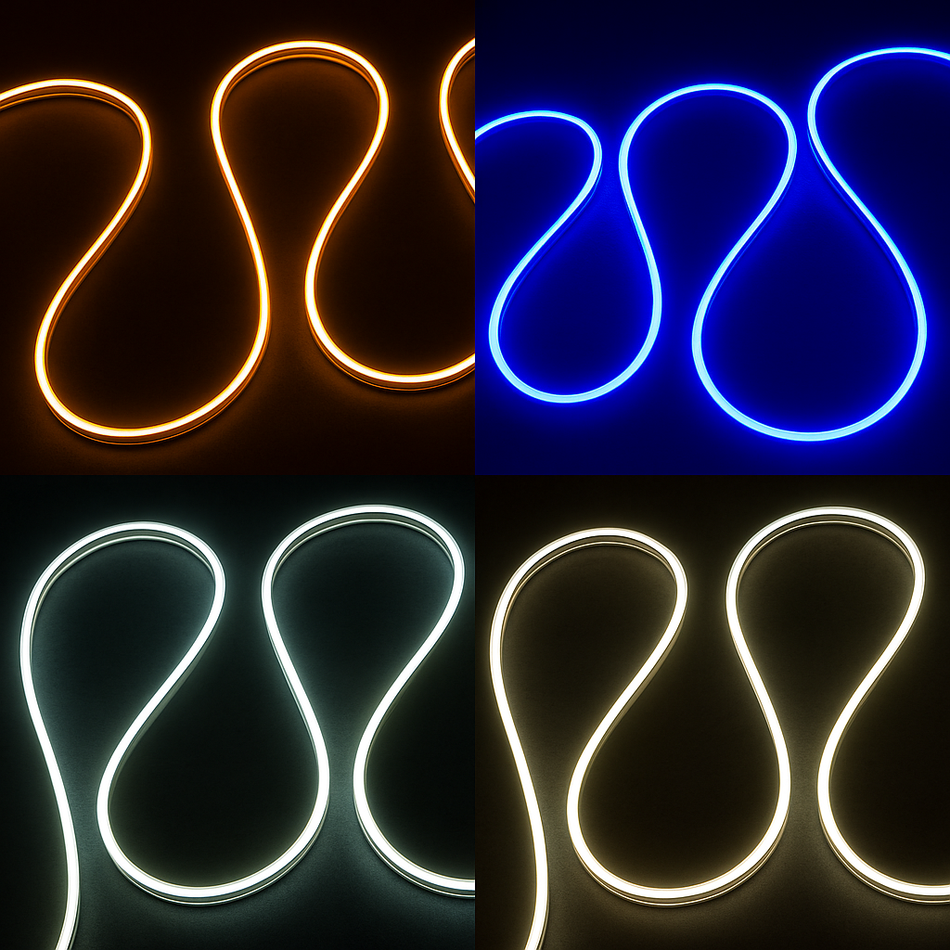 Flexibler Neon LED Streifen 24V IP65 – Gleichmäßiges Licht, wasserdicht, 5m – Kaltweiß, Warmweiß, Neutralweiß & Blau