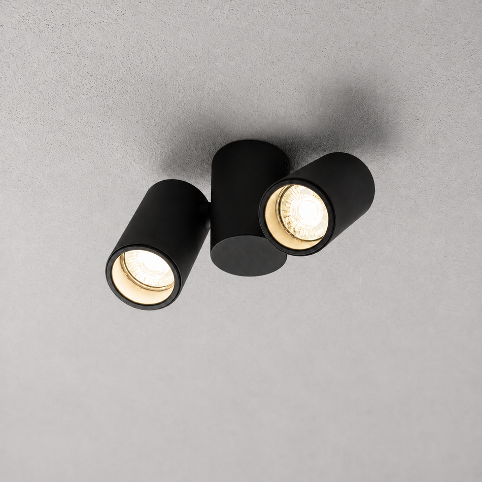 LED Aufbaustrahler LIFE | 2-flammig | Rund | Schwarz | GU10 | 230V | Innenbeleuchtung