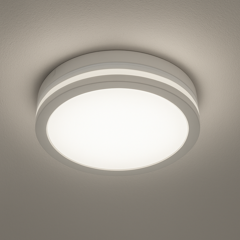 Plafonnier avec détecteur de mouvement pour extérieur ou pièces humides, rond blanc LED 18W IP54 230V 