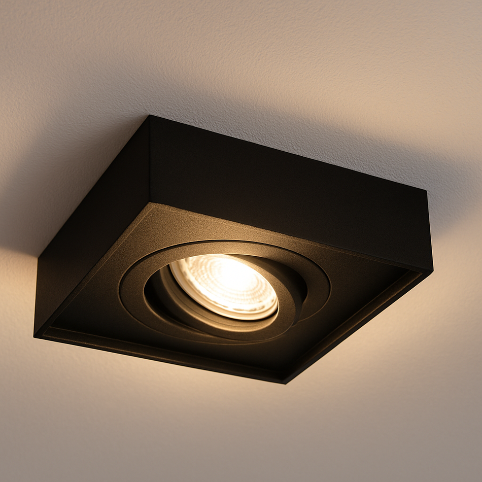 Spot encastrable en acier aluminium carré 98mm x 98mm IP20 GU10 230V