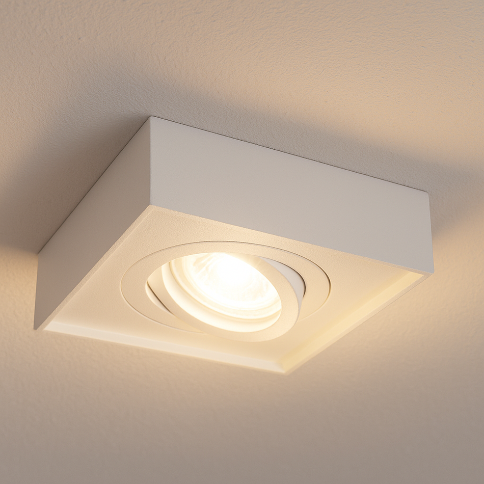 Spot encastrable en acier aluminium carré 98mm x 98mm IP20 GU10 230V