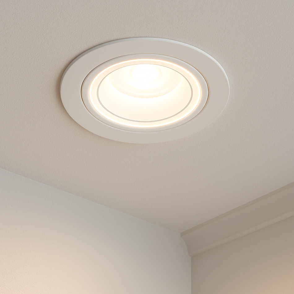Spot encastrable aluminium blanc + rond blanc avec anneau lumineux GU10 230V