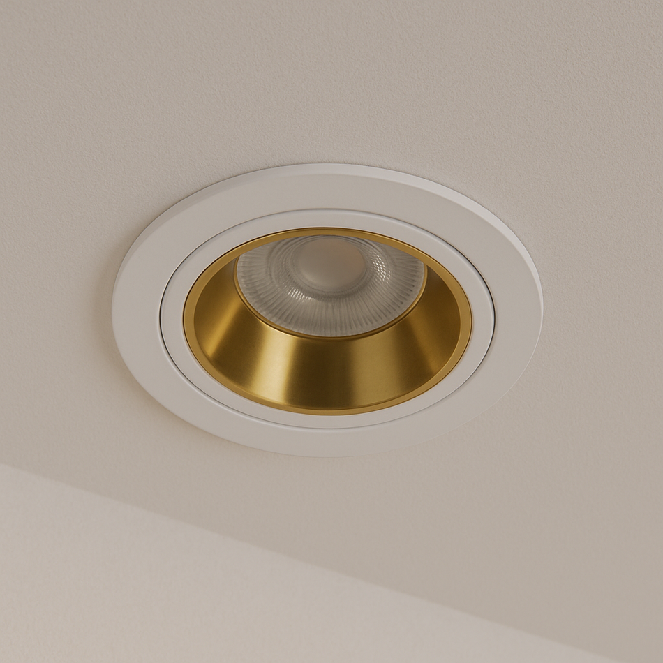 Spot encastrable en aluminium blanc + rond doré avec anneau lumineux GU10 230V
