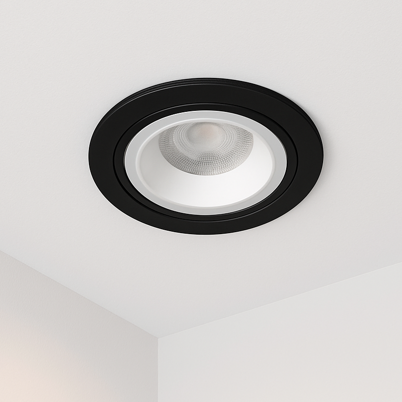 Spot encastrable aluminium noir + blanc rond avec anneau lumineux GU10 230V