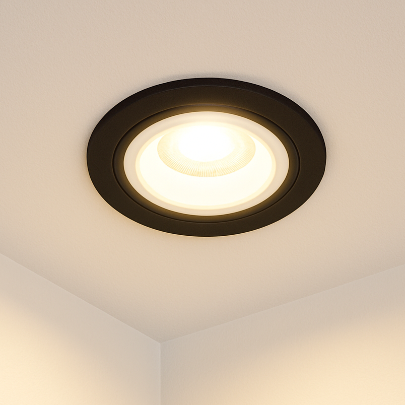 Spot encastrable aluminium noir + blanc rond avec anneau lumineux GU10 230V