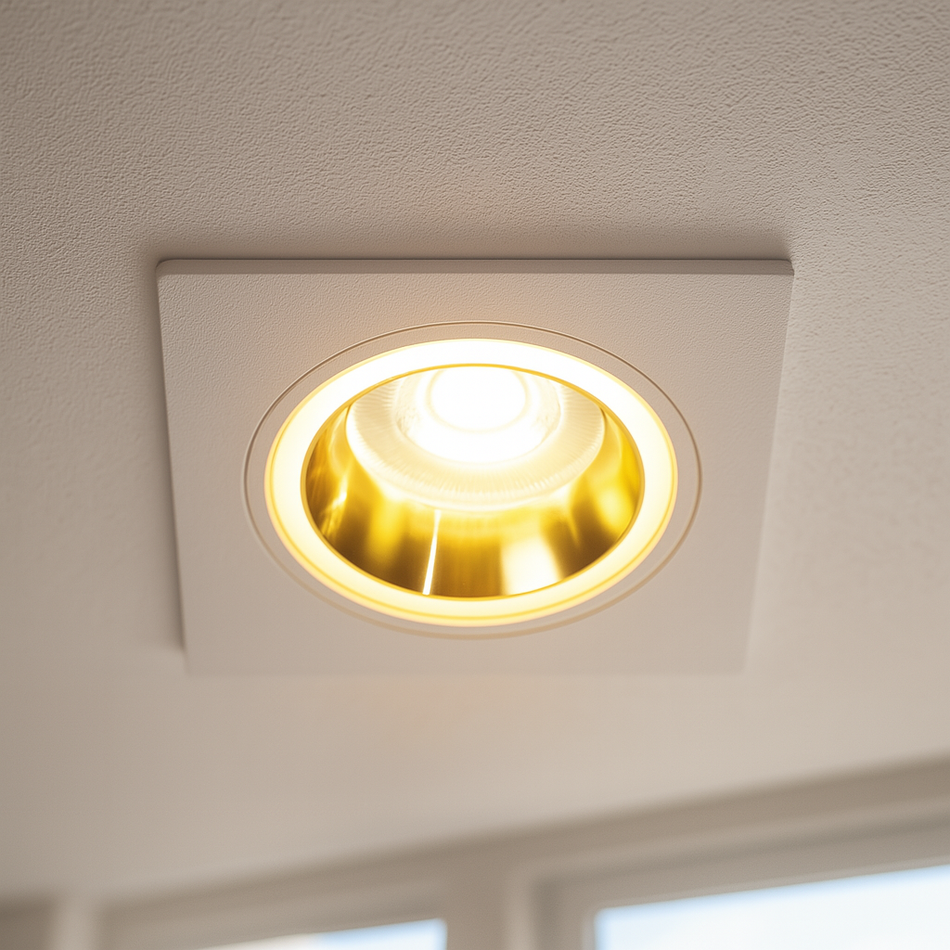 Spot encastrable en aluminium blanc + carré doré avec anneau lumineux GU10 230V