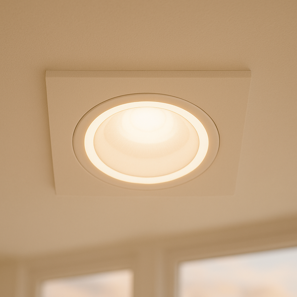 Spot encastrable en aluminium carré blanc avec anneau lumineux GU10 230V