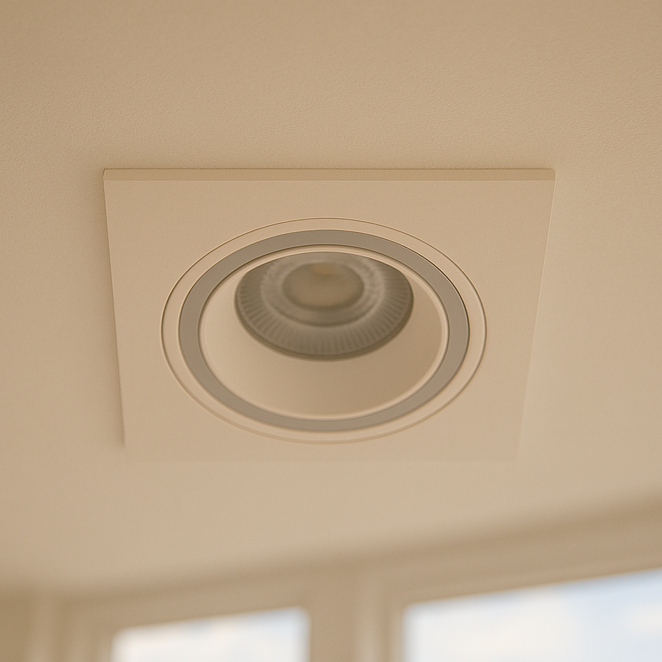 Spot encastrable en aluminium carré blanc avec anneau lumineux GU10 230V