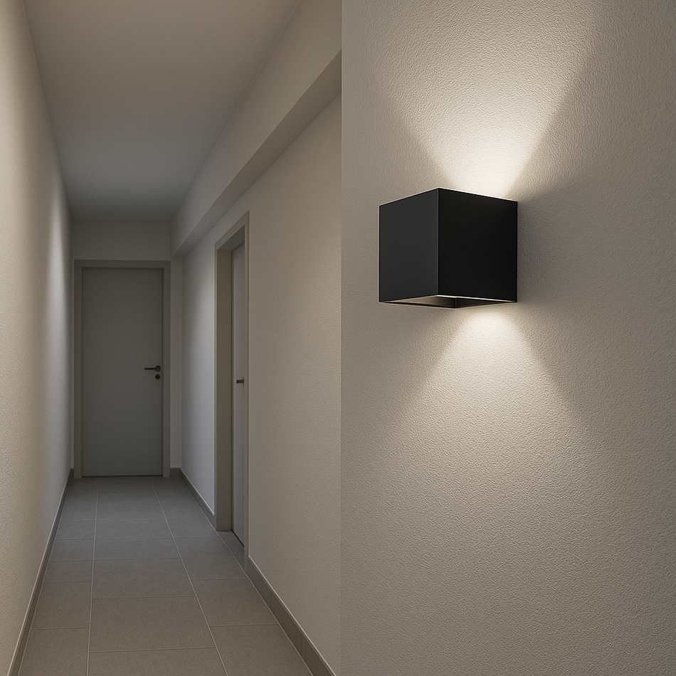 Applique murale noire blanc chaud en aluminium 6W IP54 230V