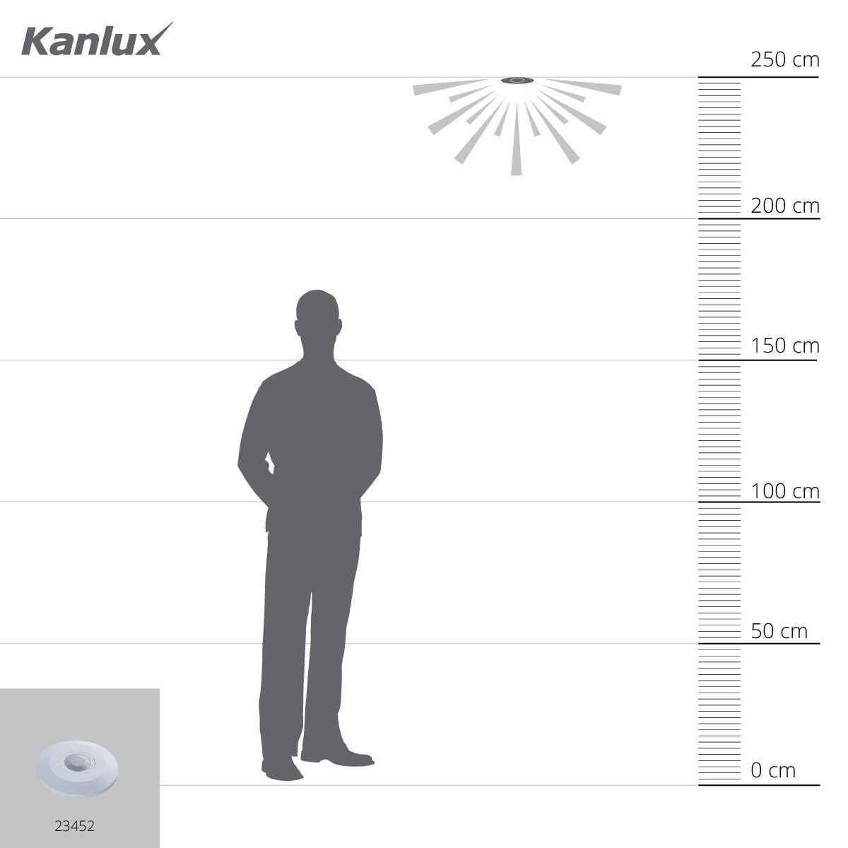 Détecteur de mouvement LED Capteur PIR 360°, max 8m, blanc, rond, IP20 / 230V