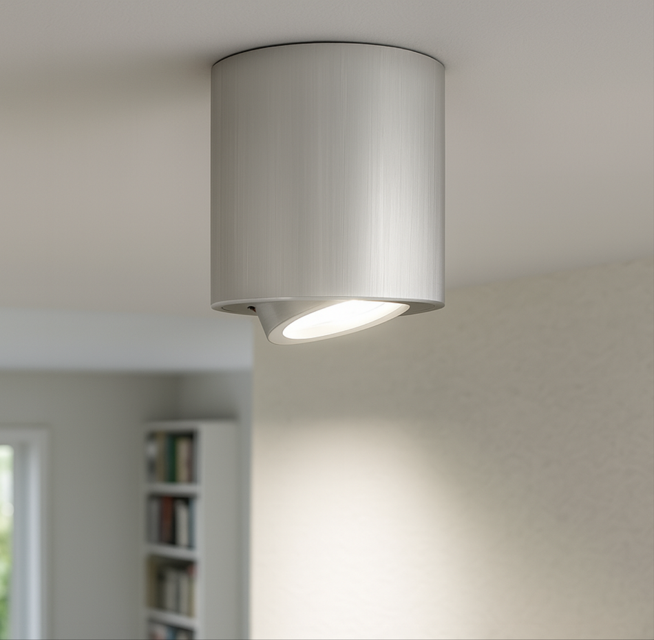 LED Aufbauleuchte Milano | Rund | Schwenkbar | Alu Gebürstet | GU10 | 230V | Innenbeleuchtung | Dimmbar