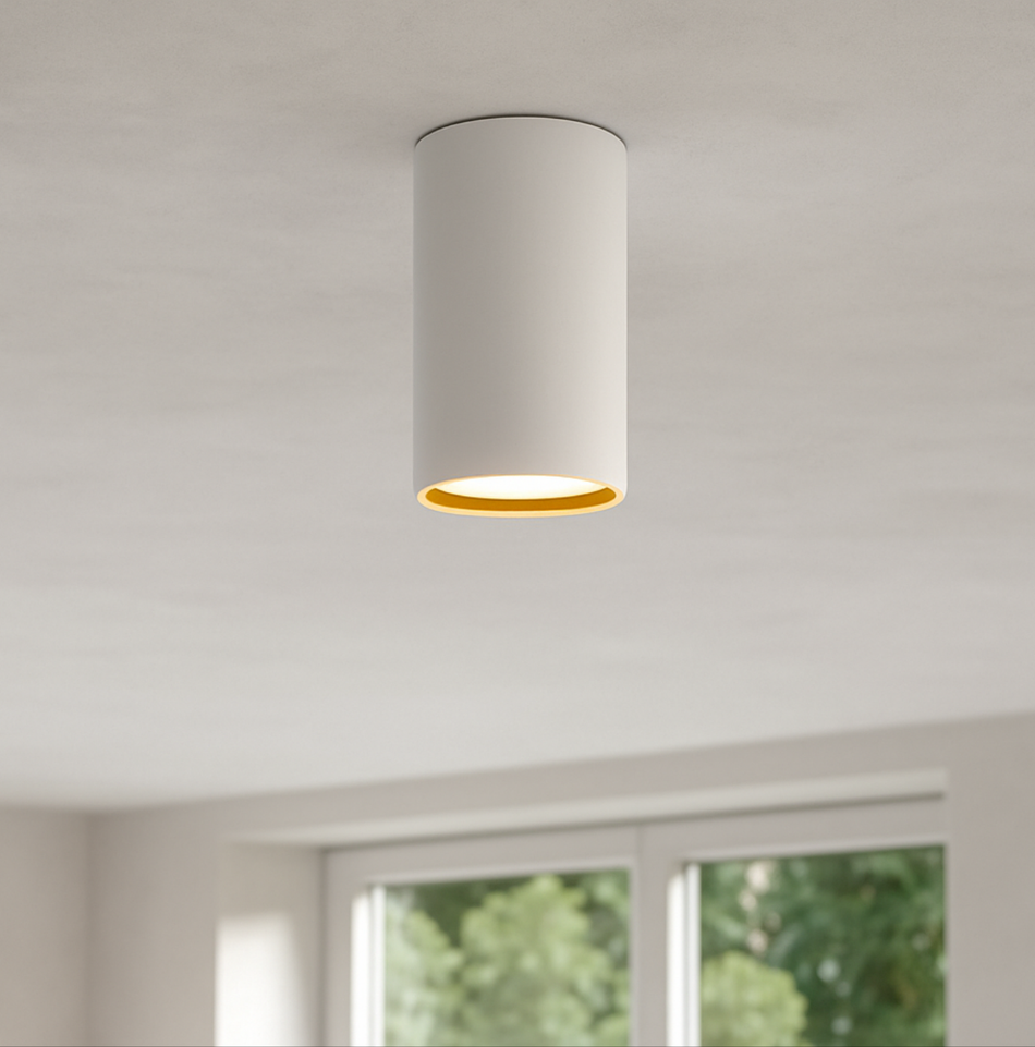 LED Aufbaustrahler  Aufbauleuchte Sunny S | Rund | Weiß-Gold | Ø70x128mm | GU10 | 230V | Dimmbar
