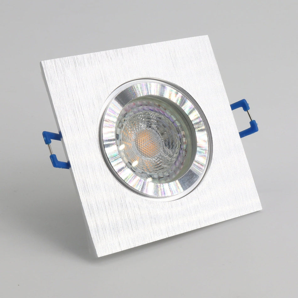 LED Einbaustrahler Star LED 6.2W Dimmbar Eckig Alu gebürstet IP44 GU10 230V