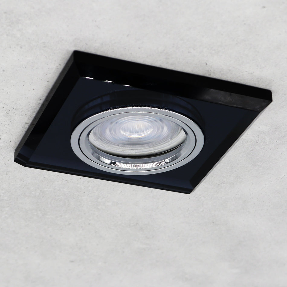 LED Einbaustrahler Extra-Flach Eckig CRISTAL 5W Warmweiß Eckig Schwarz 230V