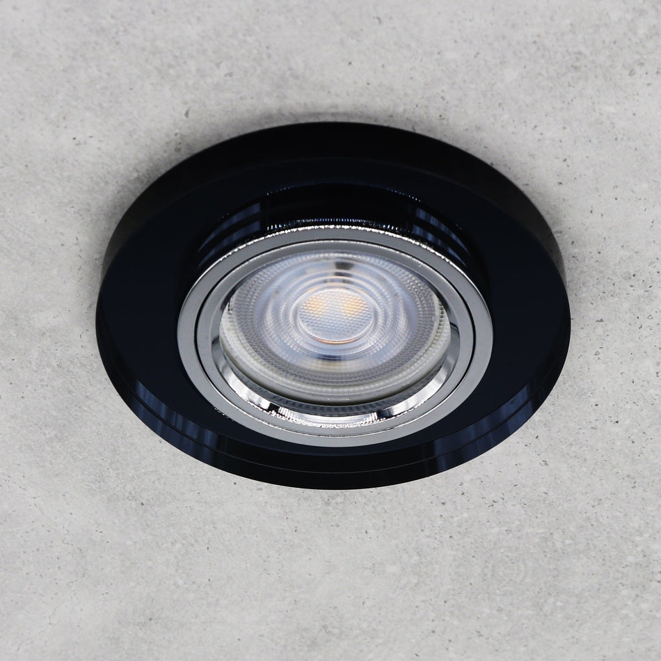 LED Einbaustrahler Extra-Flach Rund CRISTAL 5W Warmweiß Rund Schwarz 230V