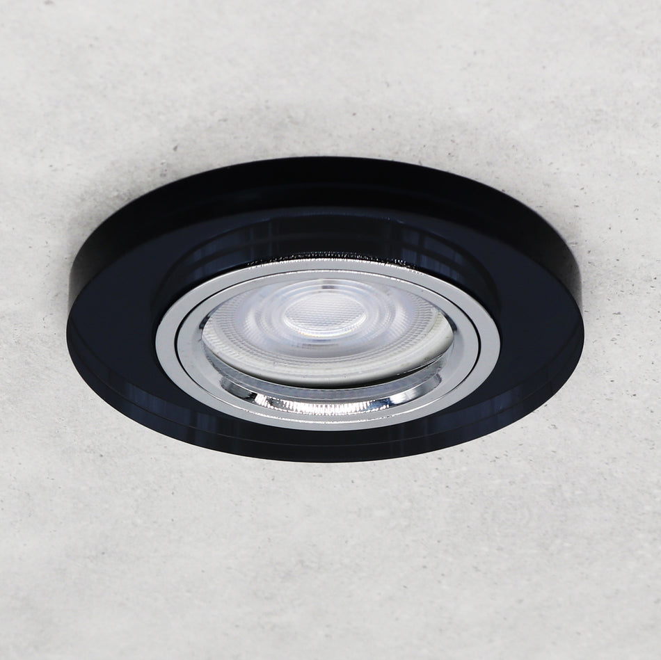 LED Einbaustrahler Extra-Flach Rund CRISTAL 5W Warmweiß Rund Schwarz 230V