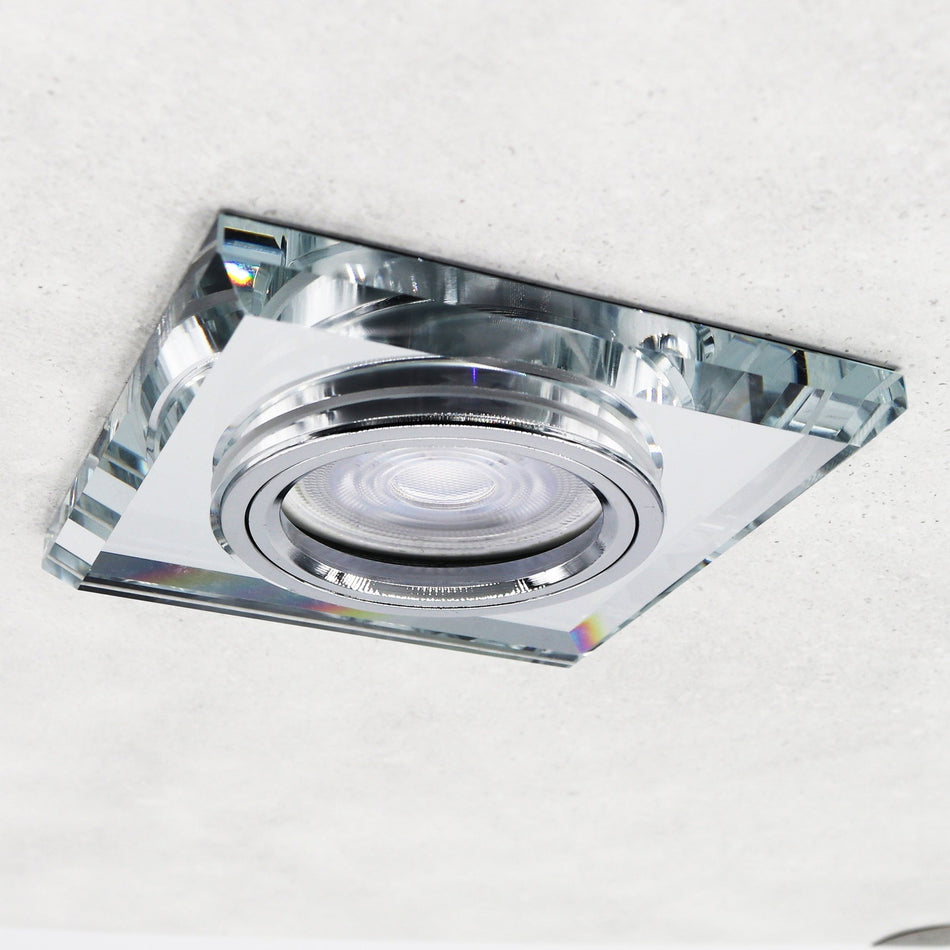 LED Einbaustrahler Extra-Flach Eckig CRISTAL 5W Warmweiß Dimmbar Eckig Klar 230V