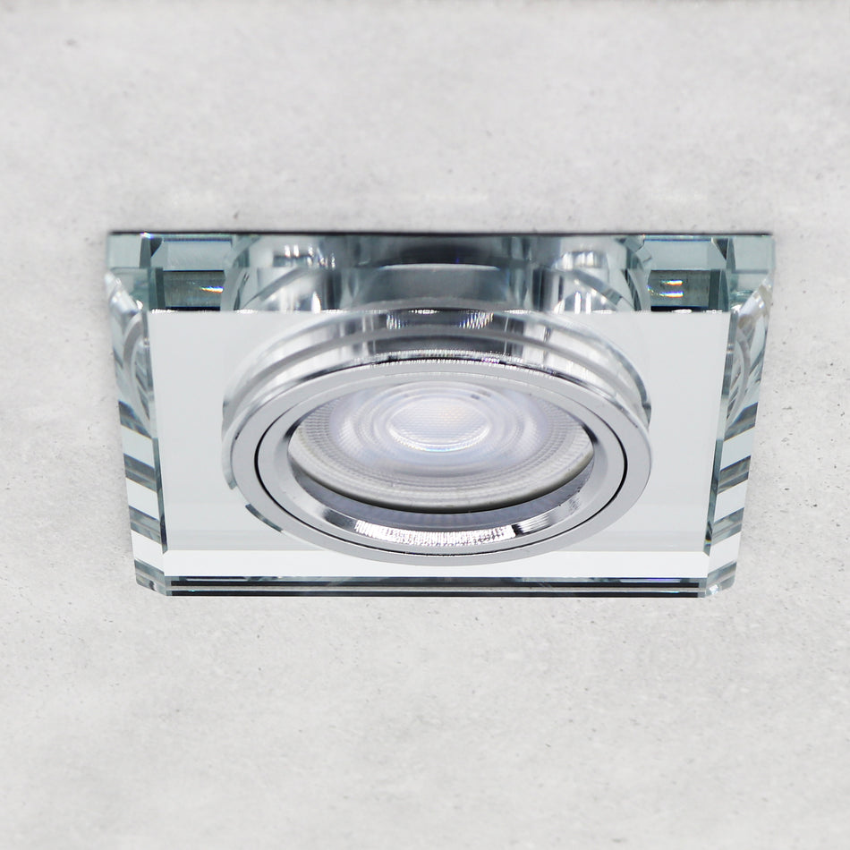 LED Einbaustrahler Extra-Flach Eckig CRISTAL 5W Warmweiß Dimmbar Eckig Klar 230V