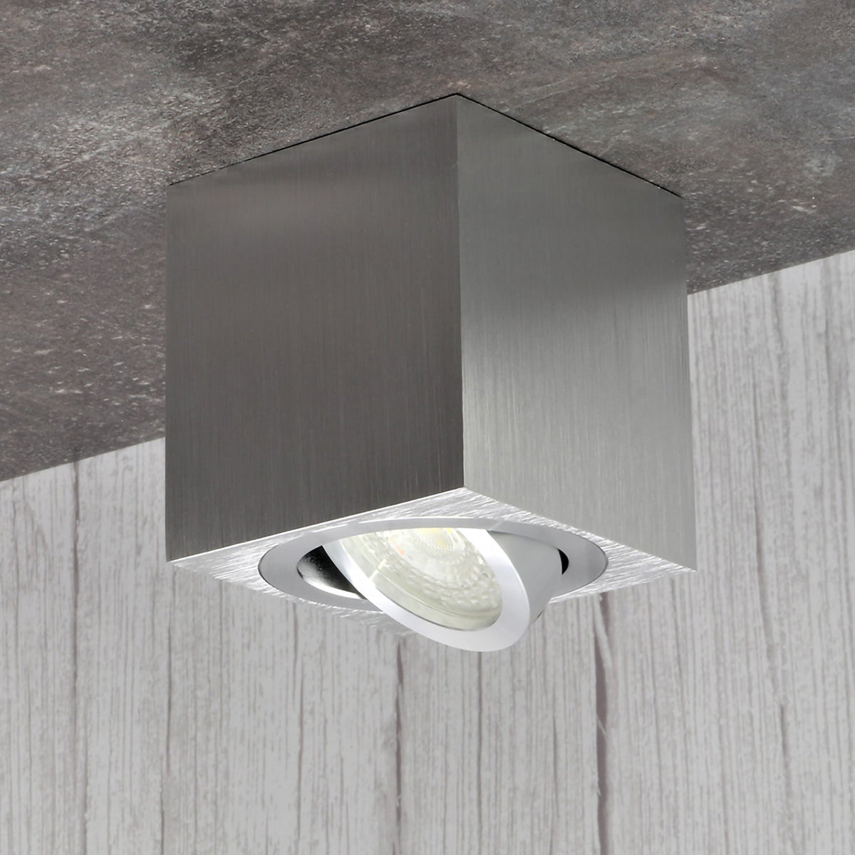 LED Aufbauleuchte 6.2W Dimmbar MILANO Eckig Silber-Gebürstet 230V