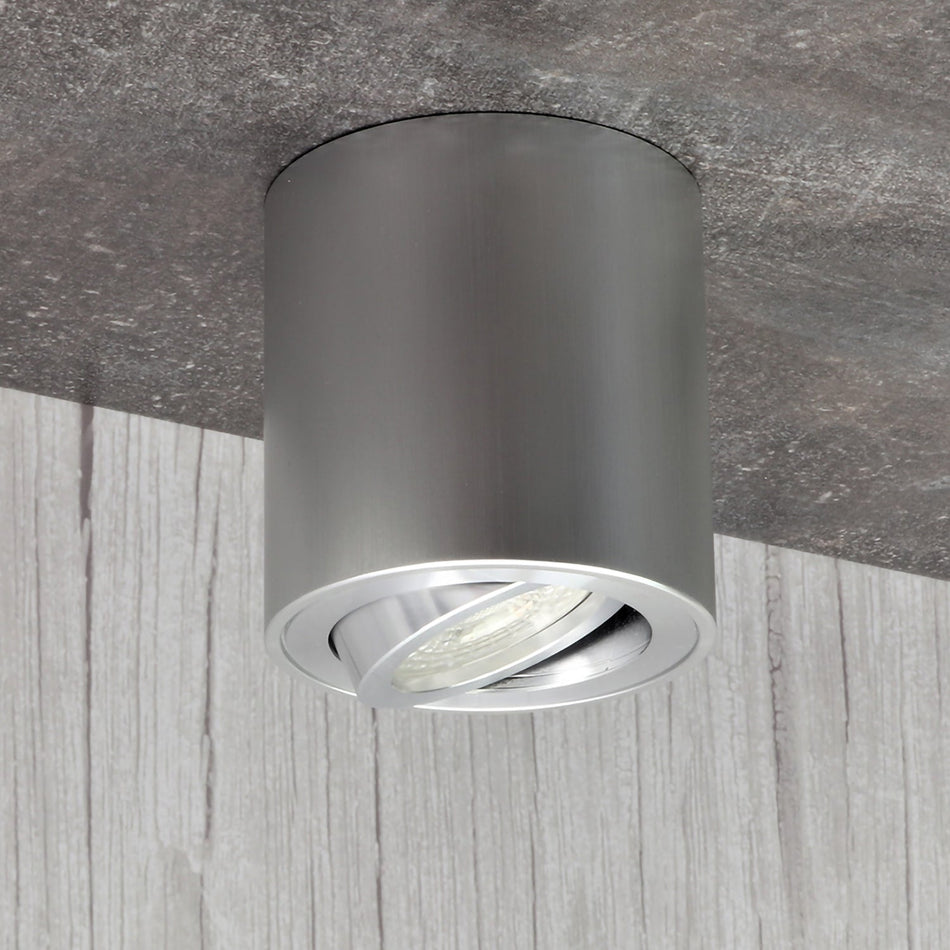Deckenleuchte Aufbaustrahler aus Aluminium MILANO-R Rund 84mm X Ø80mm IP20 GU10 230V | Dimmbar