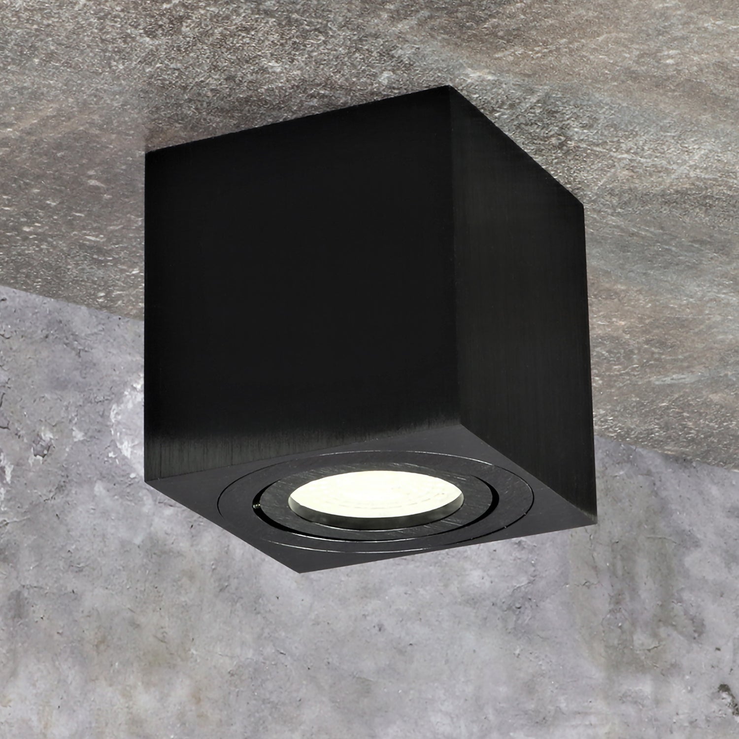 Ceiling spotlight surface-mounted light made of aluminum MILANO-Q square 84mm X 80mm IP20 GU10 230V