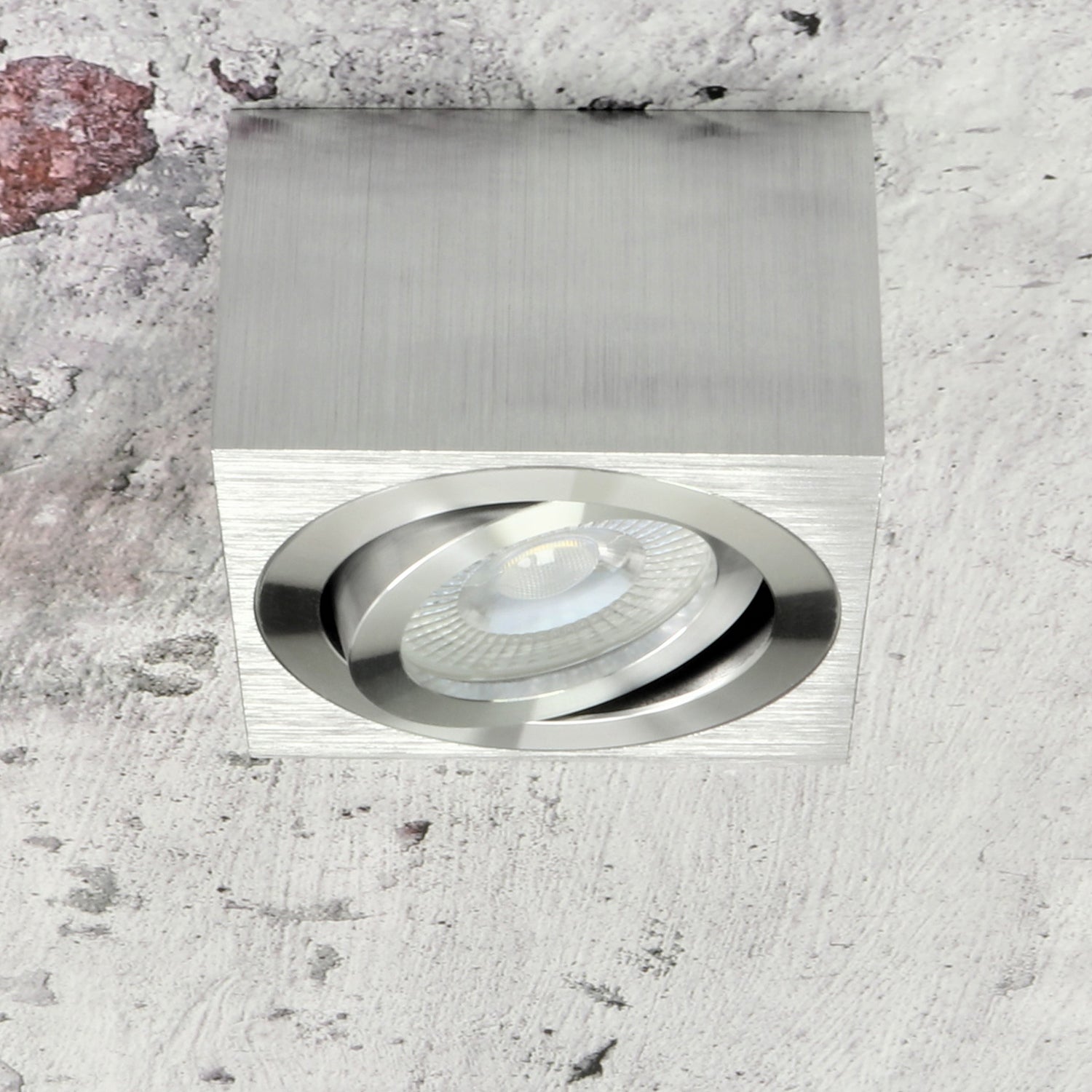 Spot en saillie en aluminium MILANO SMALL (carré - argent) + module LED 5W ou 7W extra-plat IP20 230V (F) 